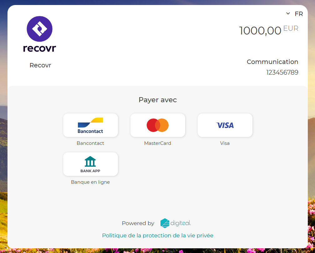 Recovr: checkout screen
