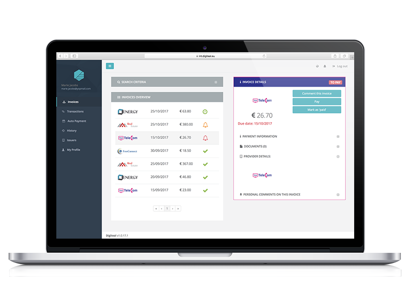 Digiteal invoicing platform on macbook