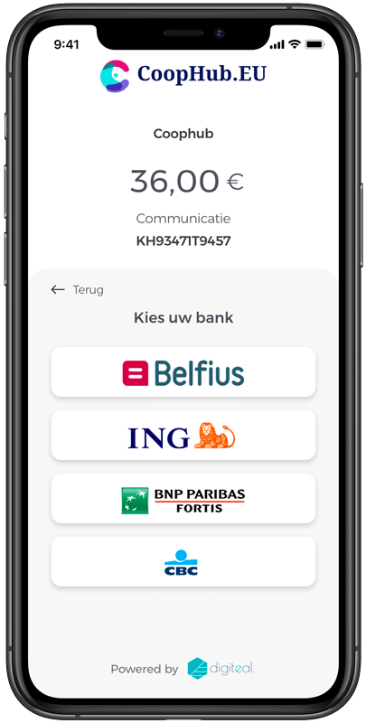 Digiteal Dienst voor betalingsinitiatie op mobiel