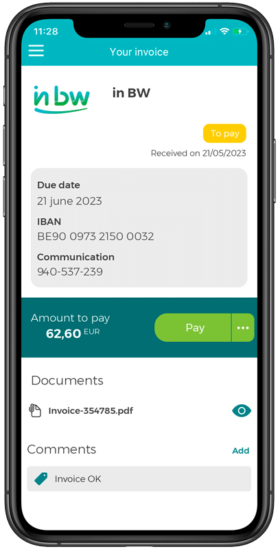Digiteal e-invoicing on mobile
