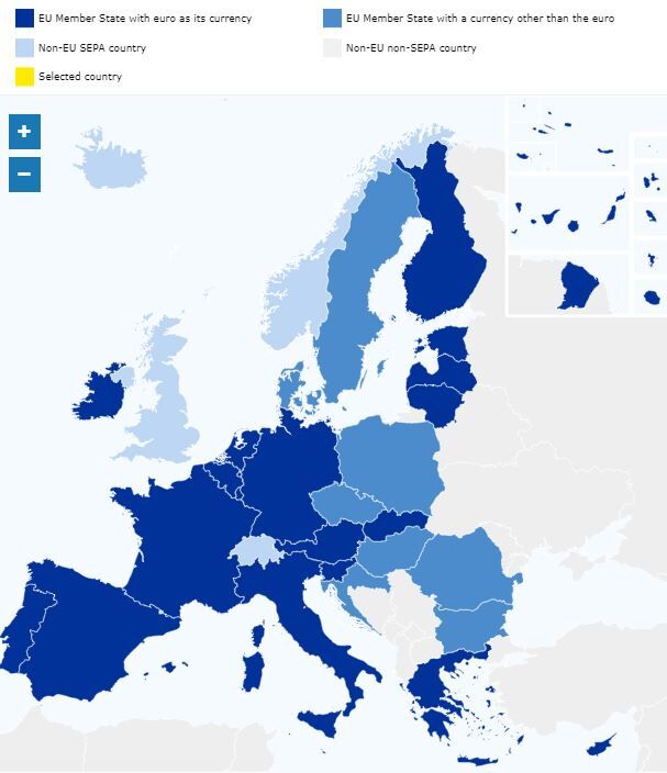 carte Europe SEPA zone