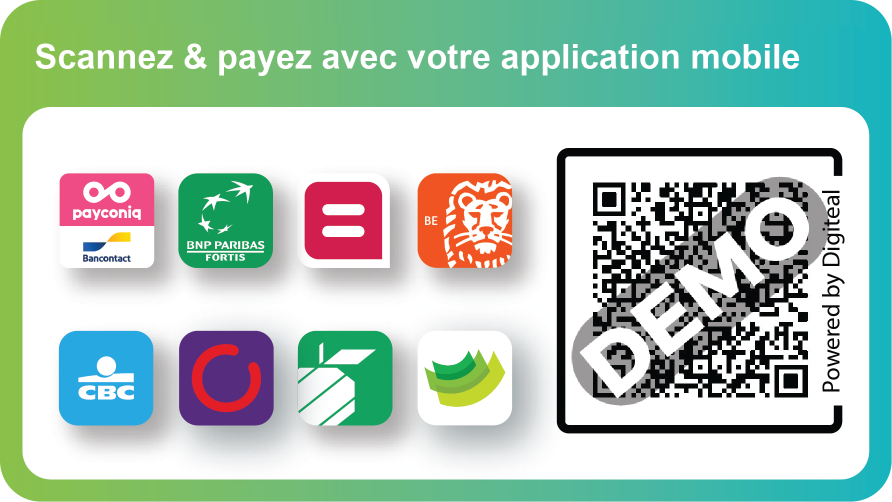 Bannière de paiement Digiteal avec code QR